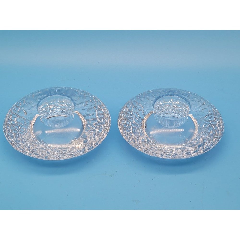Two Orrefors Clear Glass Candle Holders